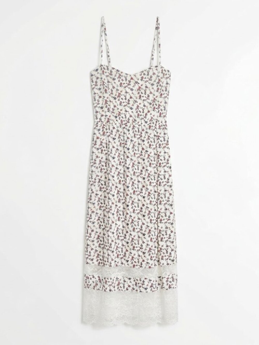 Aritzia Little Moon White Floral Lace Trim Spaghetti Strap Maxi Dress / Skirt Si
